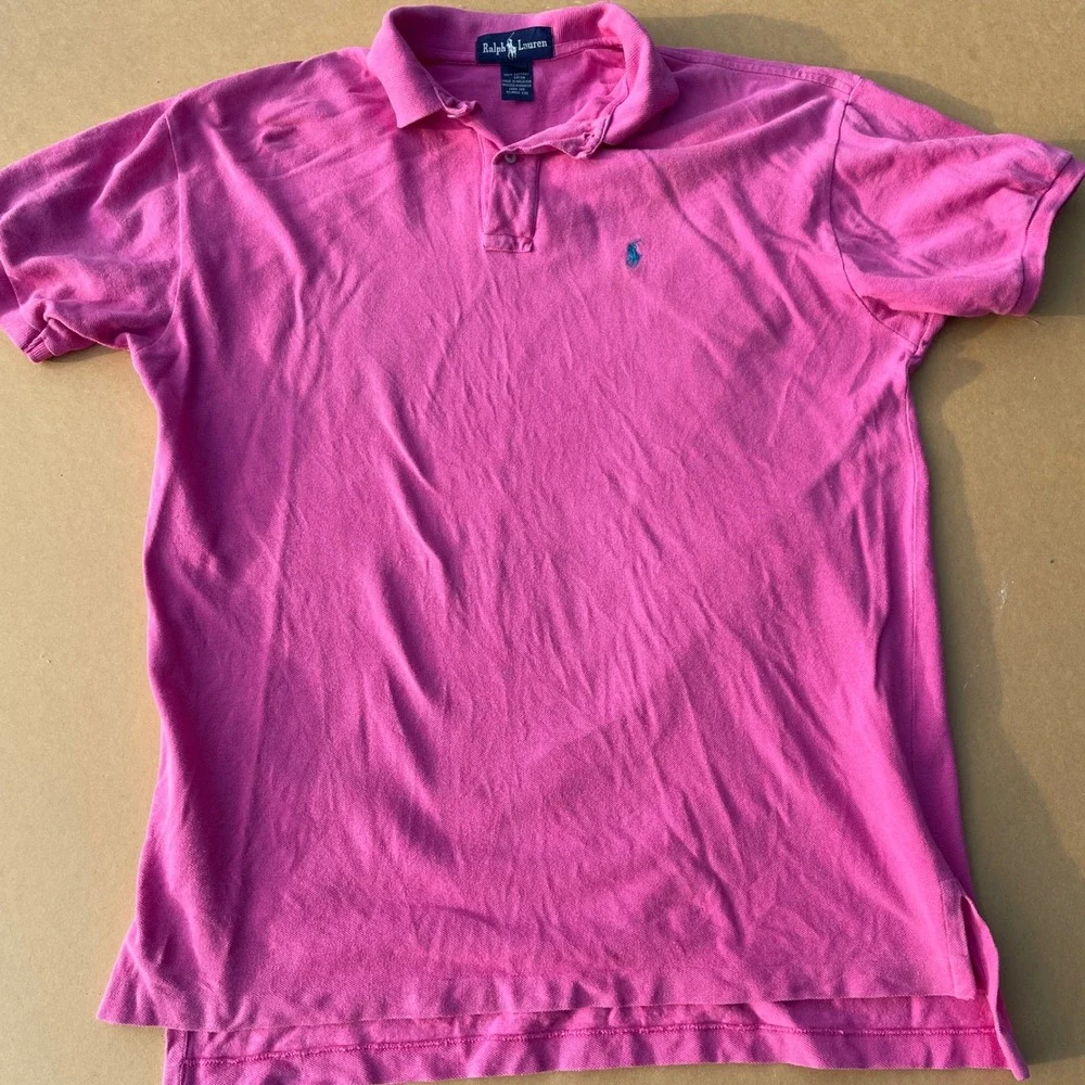Ralph Lauren Polo Shirt Mens Size M Pink Casual Classic Fit Short Sleeve Pony